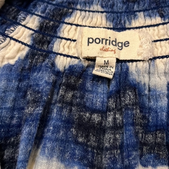 Anthropologie Porridge Tie Dye Peasant Top blue white M gorgeous - Picture 4 of 8